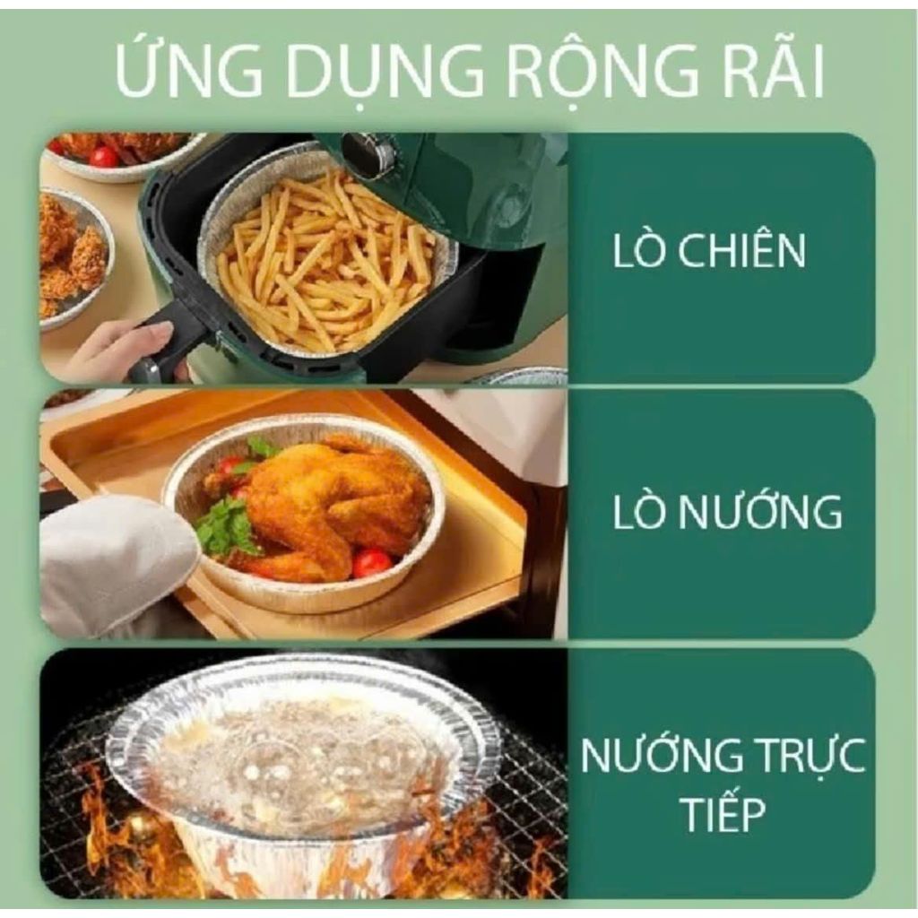 Khay Giấy Bạc 22cm Lót Nồi Chiên Không Dầu, Lò Nướng - Khuôn Đĩa Nhôm Đựng Thức Ăn, Thược Phẩm Nướng | BigBuy360 - bigbuy360.vn
