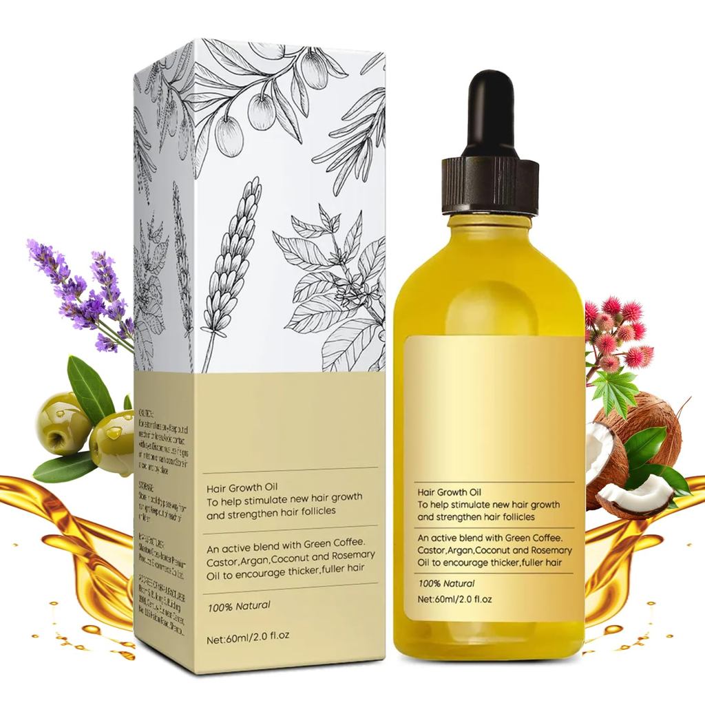 Dầu mọc tóc tự nhiên để mọc lại, mỏng, khô, hư tổn tóc 1 cái 60ml 2fl oz