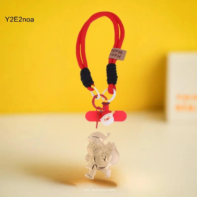 Y2E2noa Vàng Ông Già Noel Điện Thoại Di Động Dây Hoạt Hình Móc Khóa Treo Dây Xích Túi Mặt Dây Chuyền