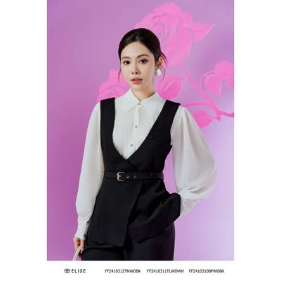 SM chiffon trắng dập ly bấu smock ngực thiết kế Elise FF2410311TLWOWH