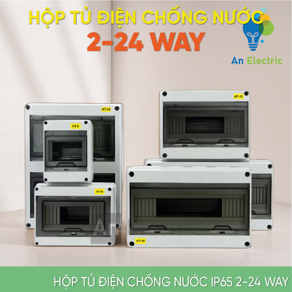Hộp tủ điện chống nước IP65 5 WAY, 8 WAY, 12 WAY, 15 WAY, 18 WAY, 24 WAY nhựa cao cấp ABS chống chịu