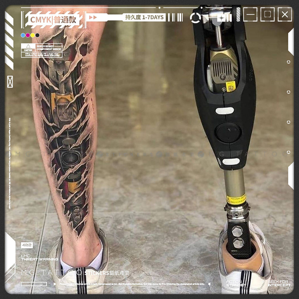 hình xăm 15 ngày hình xăm 15 ngày MG Punk Sáng Tạo Độc Đáo Robot Limb Cánh Tay Hoa