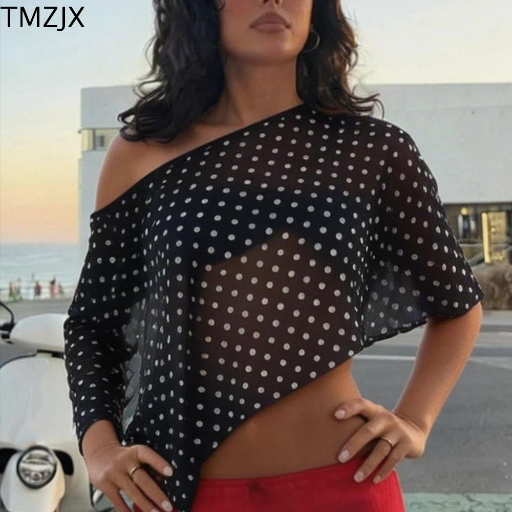 Áo Khoác Chống Nắng Style Boho Ngắn Sheer Chấm Bi, Thích Hợp Ra Trời