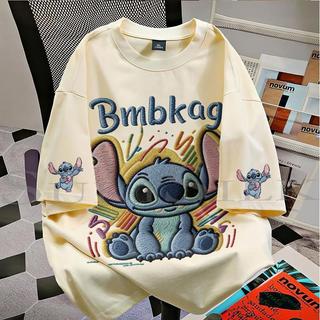 COD (Giao hàng trong 24 giờ)MIEMIE. Áo thun nam in hình quái vật màu xanh dương dáng rộng 250gsm#1