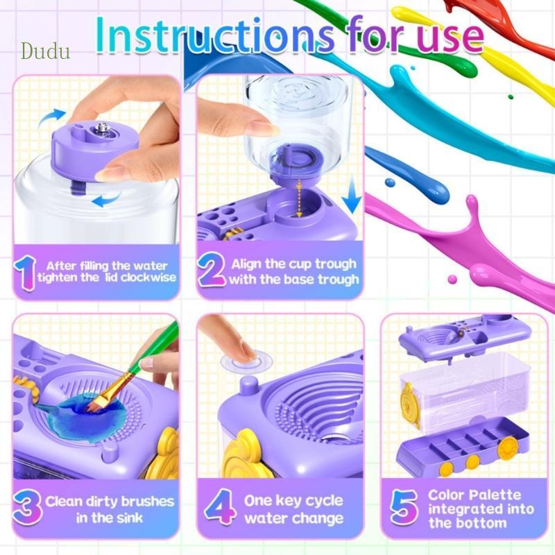 Dudu Art Brush Washer Brush Cleaner với tái chế nước tự động để làm sạch thú vị Trải nghiệm khuyến k