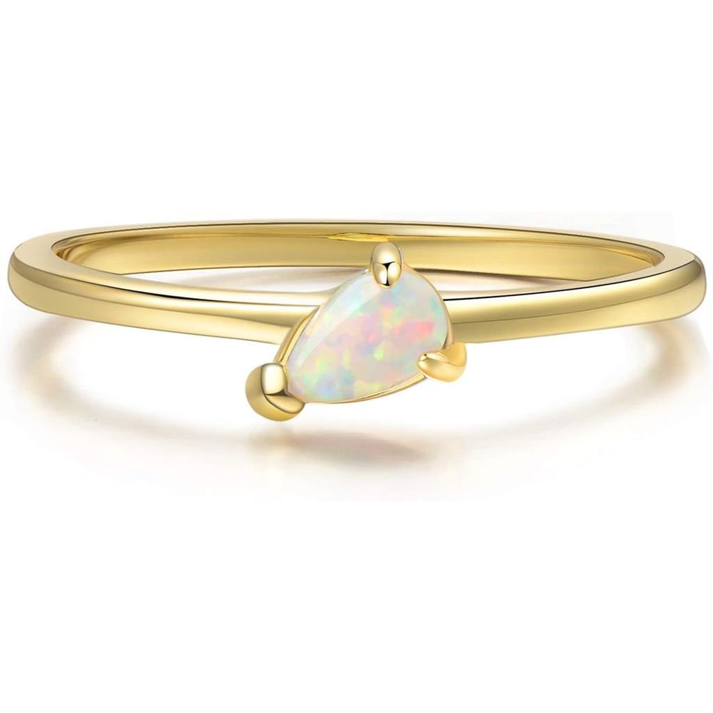 Nhẫn xếp chồng Opal tối giản BLOSSOM & HUE Nhẫn Opal vàng hình quả lê
