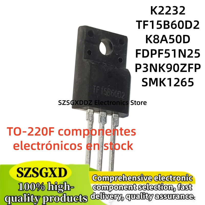 5 Chiếc SMK1265 P3NK90ZFP STP3NK90ZFP TF15B60D2 K2232 TO-220F 2SK2232 K8A50D TK8A50D FDPF51N25 Điện 