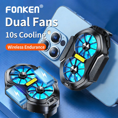 Fonken Quạt Kép Làm Mát Điện Thoại Cắm / Sạc Tản Nhiệt Di Động Tản Nhiệt Không Khí Để Chơi Game Phát Trực Tiếp