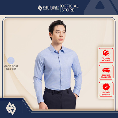 Áo sơ mi nam Phan Nguyễn, chất liệu bamboo cao cấp, co giãn, họa tiết nổi bật form slim fit SMD.1451