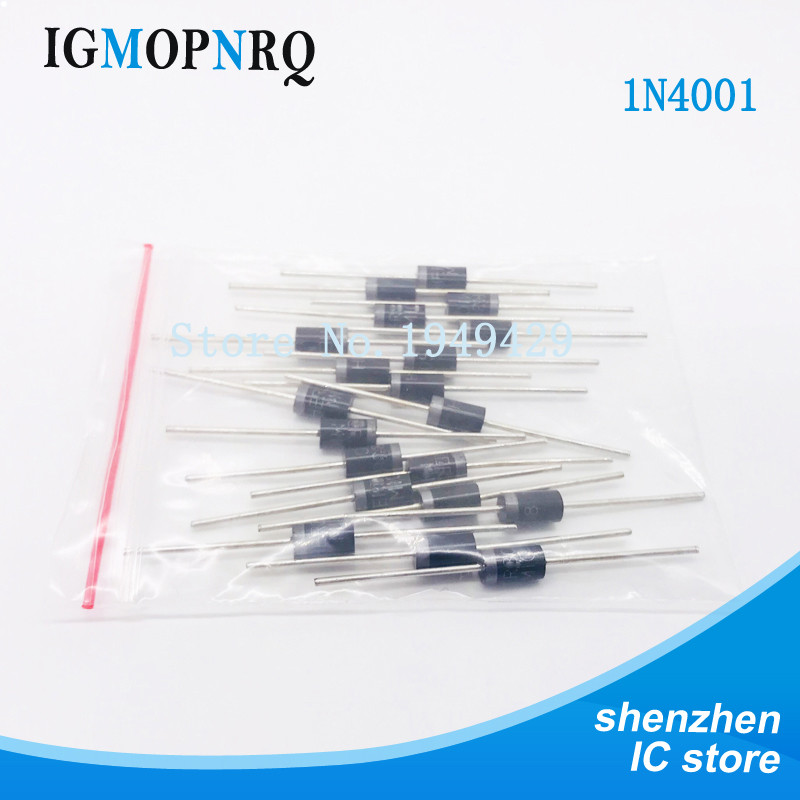 100 CÁI IN4001 1A 50V DIP 1N4001 Bộ chỉnh lưu Vr / 50V Io / 1A T / R giao hàng nhanh mới