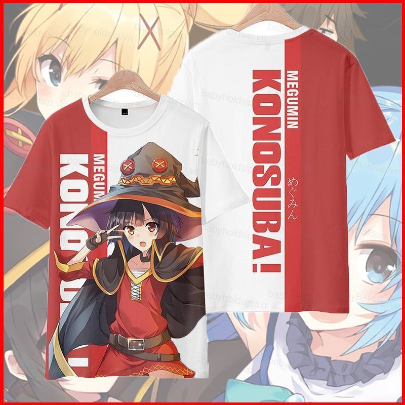 BS1 KonoSuba Thần Phước Lành Trên Thế Giới Tuyệt Vời Megumin Aqua Kazuma Satou Cosplay Vải 3D Áo Thu