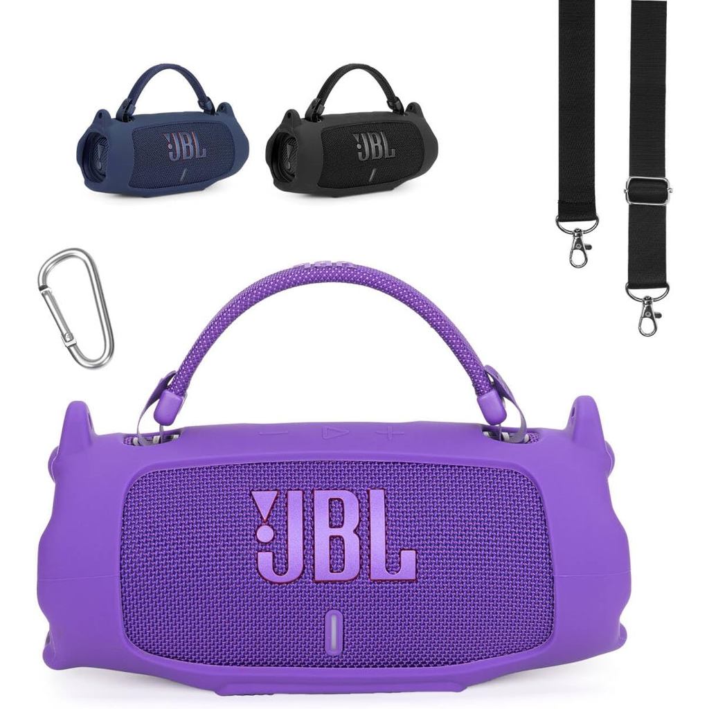 Ốp Lưng Silicon Cho JBL Charge 6, Vỏ Bảo Vệ Có Dây Đeo Vai Có Thể Tháo Rời & Kẹp Carabiner, Ốp Mềm L