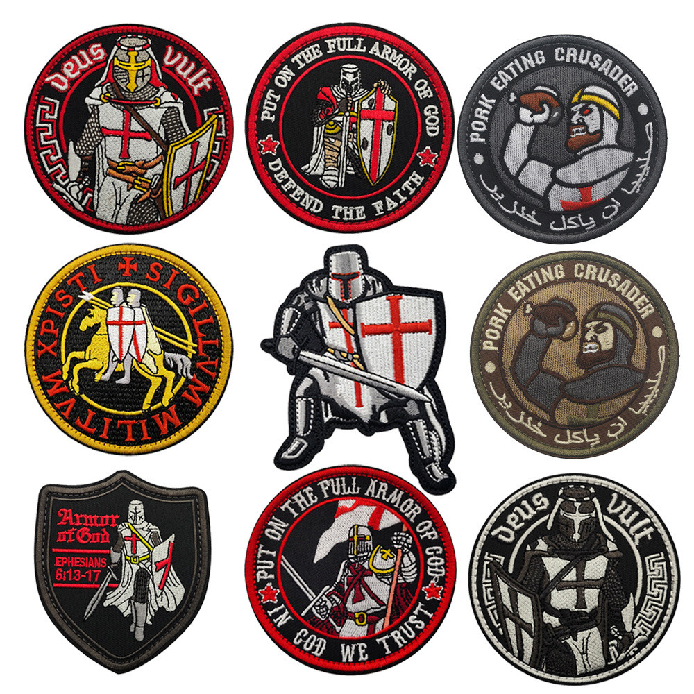 Phụ Kiện Túi Ngoài Trời DEUS DEUS VULT Hiệp Sĩ Crusader Chiến Thuật Tinh Thần Huy Hiệu Thêu Velcro H