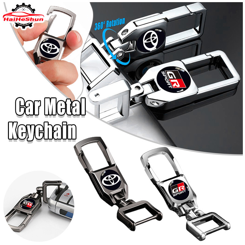 Móc khóa ô tô Toyota GR Universal 360°Xoay Mịn 3D Thương Hiệu Logo Chống Mất Dây Xích Cho Xe Toyota 