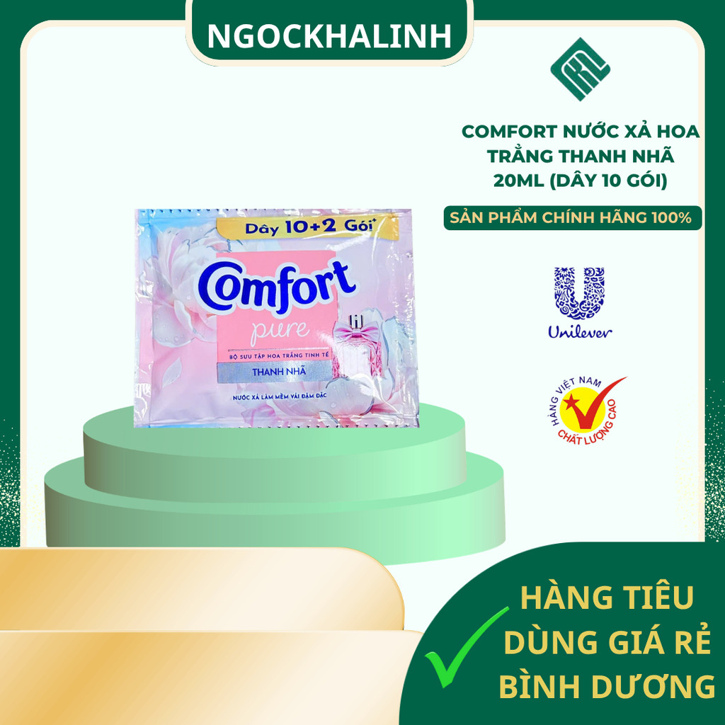 Nước xả vải Comfort hoa trẳng thanh nhã 20ml (dây 12 gói)