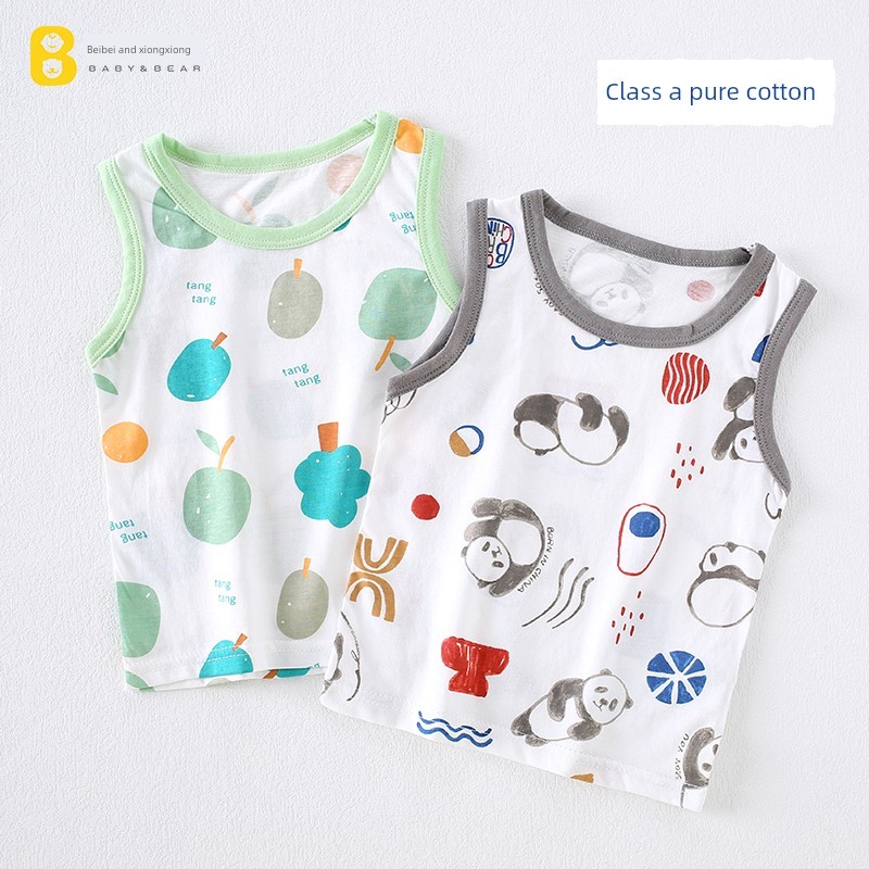 áo sát nách bé trai áo ba lỗ cho bé trai Áo ba lỗ trẻ em áo phông không tay bé trai mẫu mỏng cotton 