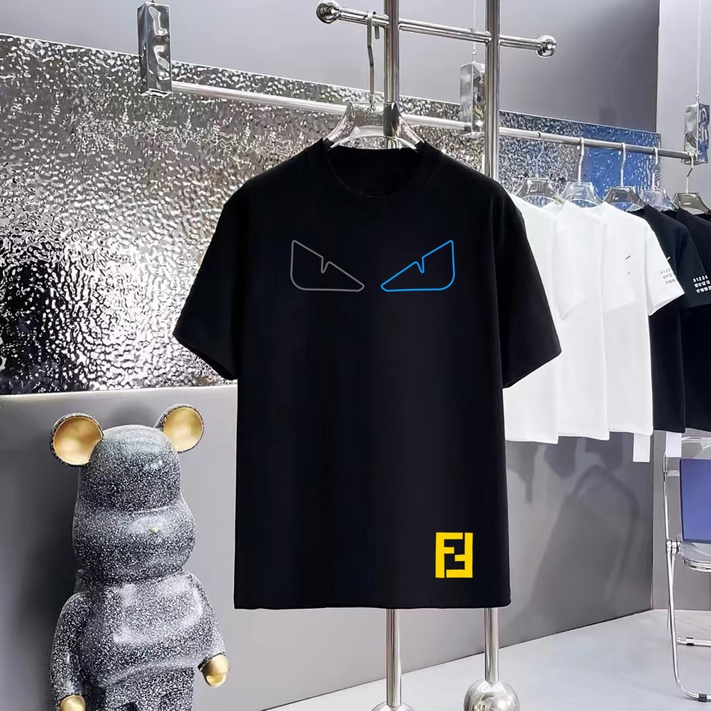 FENDI / FENDI 2026 Đầu Xuân Phong Cách Mới Áo Thun Ngắn Tay Nam Nữ Phong Cách Cặp Đôi Slim-fit Sáng 