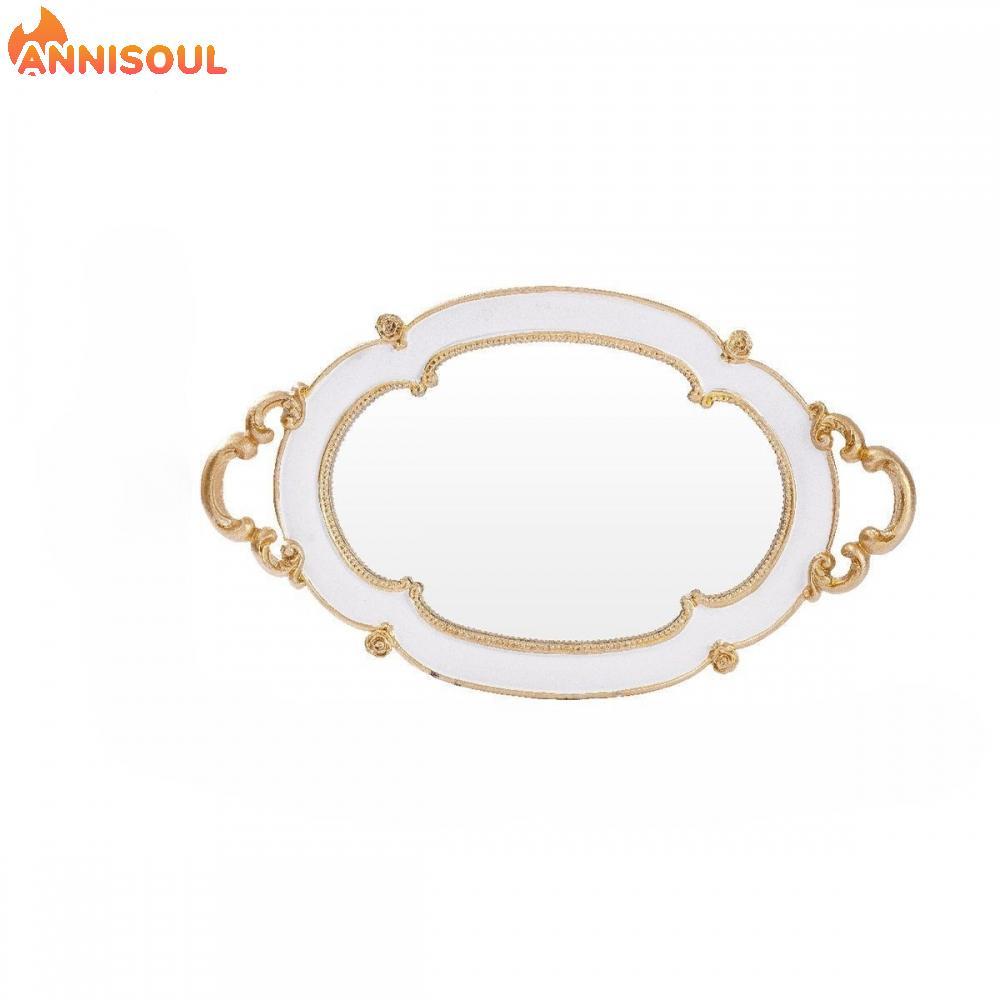 [NISO]Vintage Mirror Tray Multi-use Serving And Display European Embossed Pattern