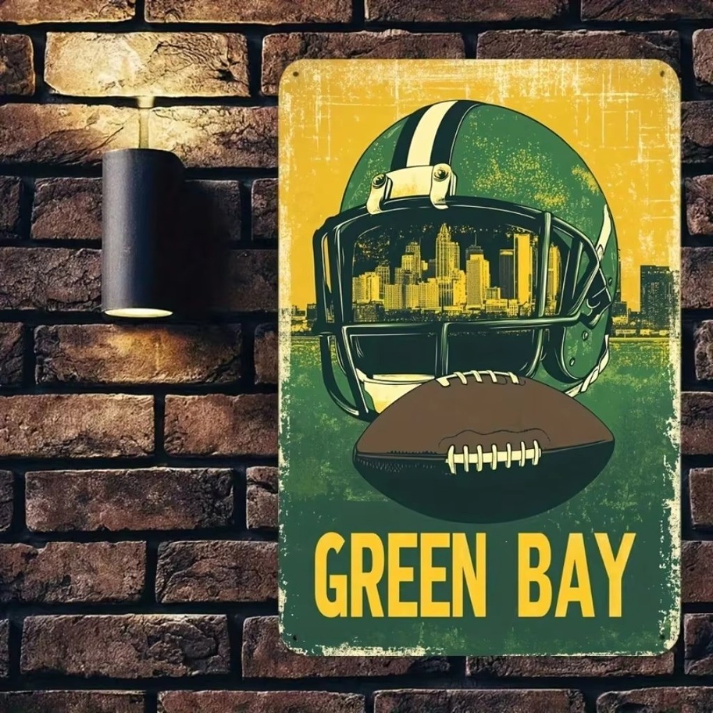 Green Bay Packers Kim Loại Treo Tường Nghệ Thuật Vintage NFL Ký Hiệu Người Hang Quà Tặng