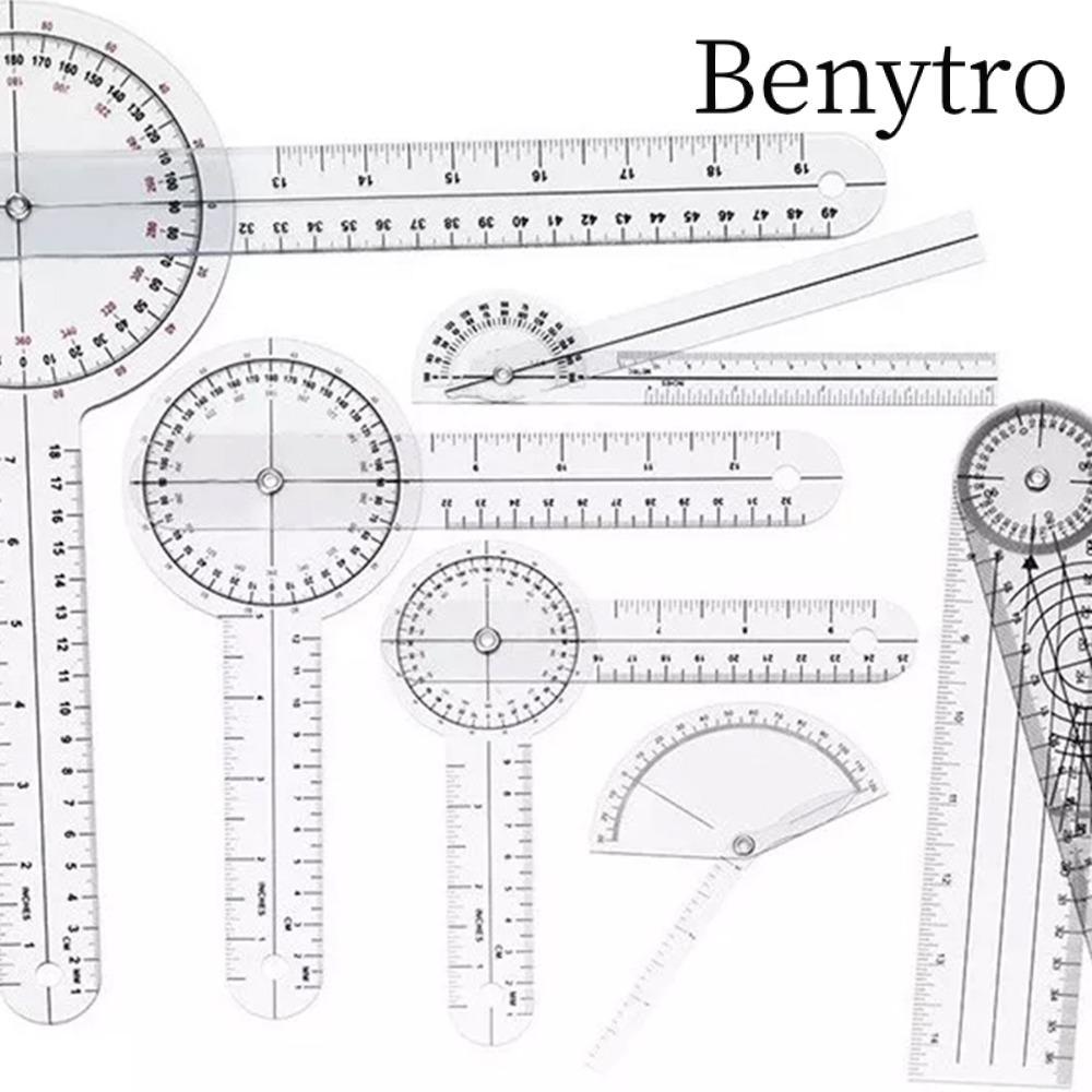 BERTRO 6 chiếc 360° Bộ Goniometer, Bộ máy đo độ trong suốt chất liệu PVC 360 độ, Bộ thước đo góc tro