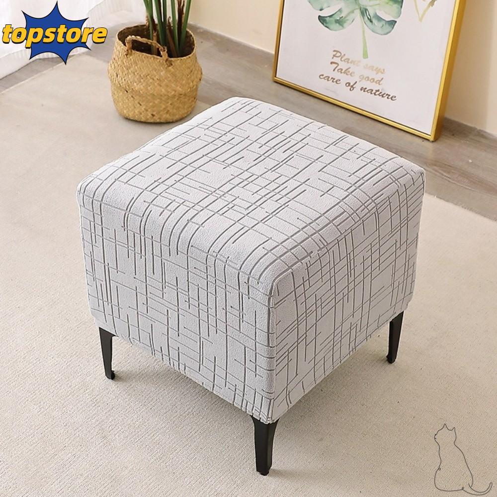 TOPSTORED Vuông Stool Cover, Co Giãn Màu Trơn Jacquard Ottoman Cover, Bền Hình Chữ T Mềm Pouf Stool 