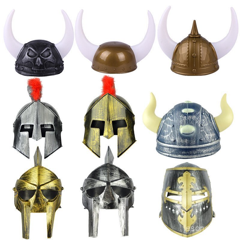 Spartan Warriors Mũ bảo hiểm cos Đạo cụ biểu diễn Hiệp sĩ La Mã cổ đại Mũ bảo hiểm Samurai Viking Tr