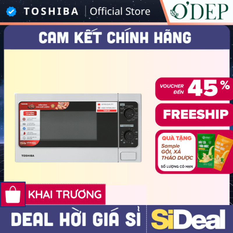 Lò vi sóng Toshiba ER-SM20(W1)VN 20L 800W, Chính hãng, nấu, hâm nóng, rã đông, điều khiển Tiếng Việt - SIDEAL SIL