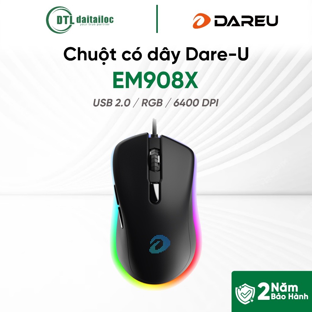Chuột Có Dây Gaming Dare-U EM908X Đen Led | Chính hãng | Bảo hành 24 Tháng