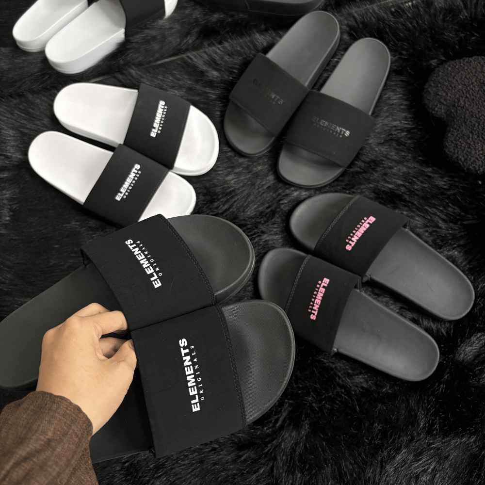[TẶNG VỚ] E01 - Dép Elements Basic Slides quai ngang - (Slipper) Dép Lê đế bằng quai nhung cao 2cm