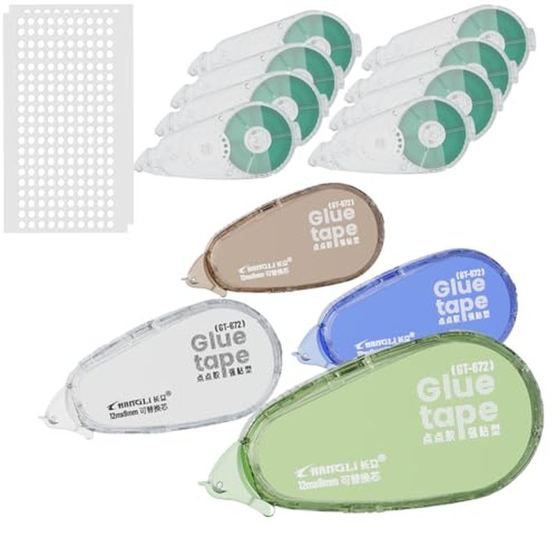 FUNSKY Refill Glue Tape for Scrapbook, 2 Bodies, 4 Refill, 200pcs Power Glue Points, 39 FT*1/4 in Do
