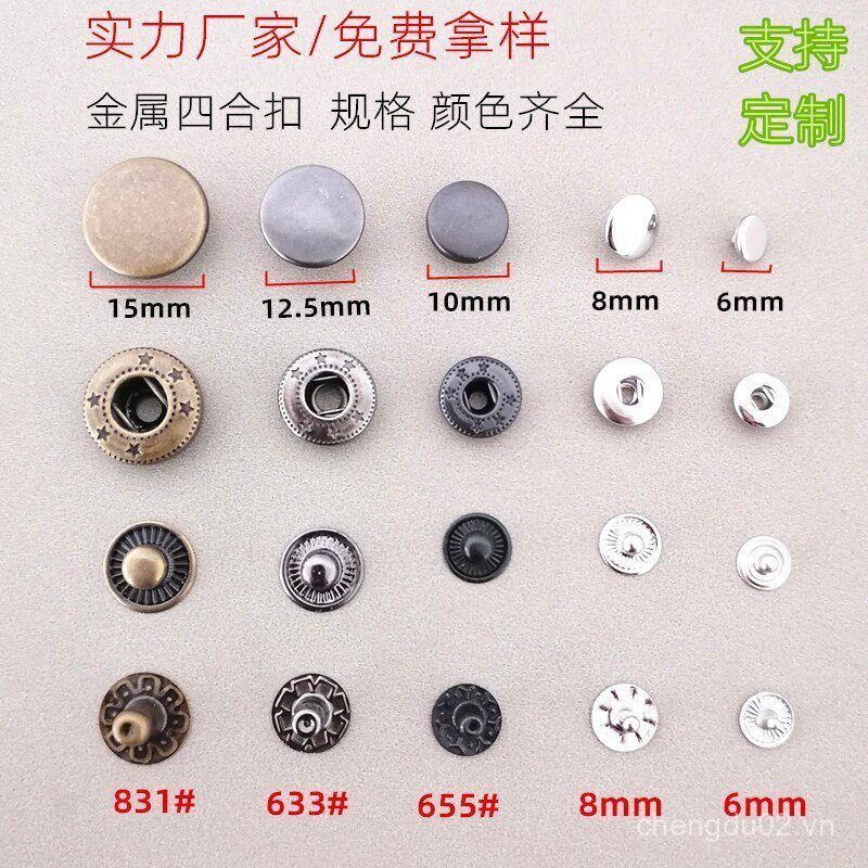 Nút Chụp Nhiều Màu 831 / 633 / 655 / 201 / 203 Nút Túi Quần Áo Giày Mũ Chụp Nút Trẻ Em Mẹ Đinh Tán P