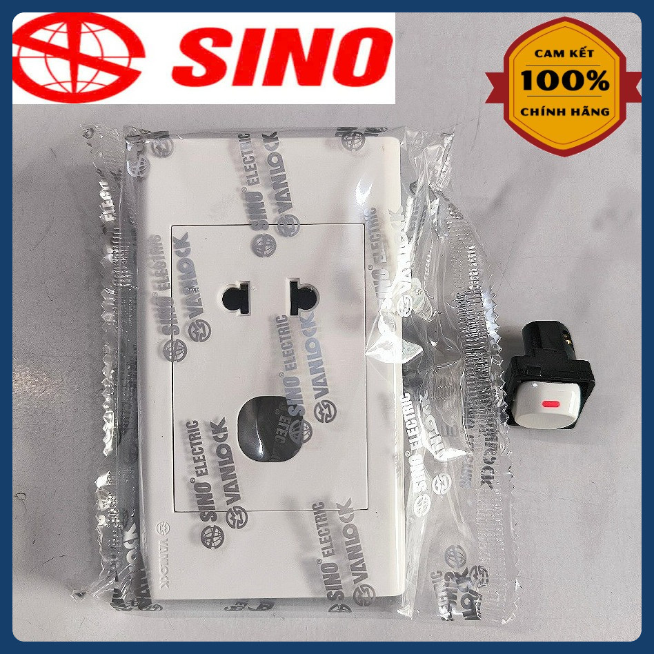 (Chính Hãng Sino) Mặt 1 ổ cắm đơn và 1 lỗ công tắc - Công Tắc 1 Chiều - 2 Chiều - Hạt Tivi - Điện Th