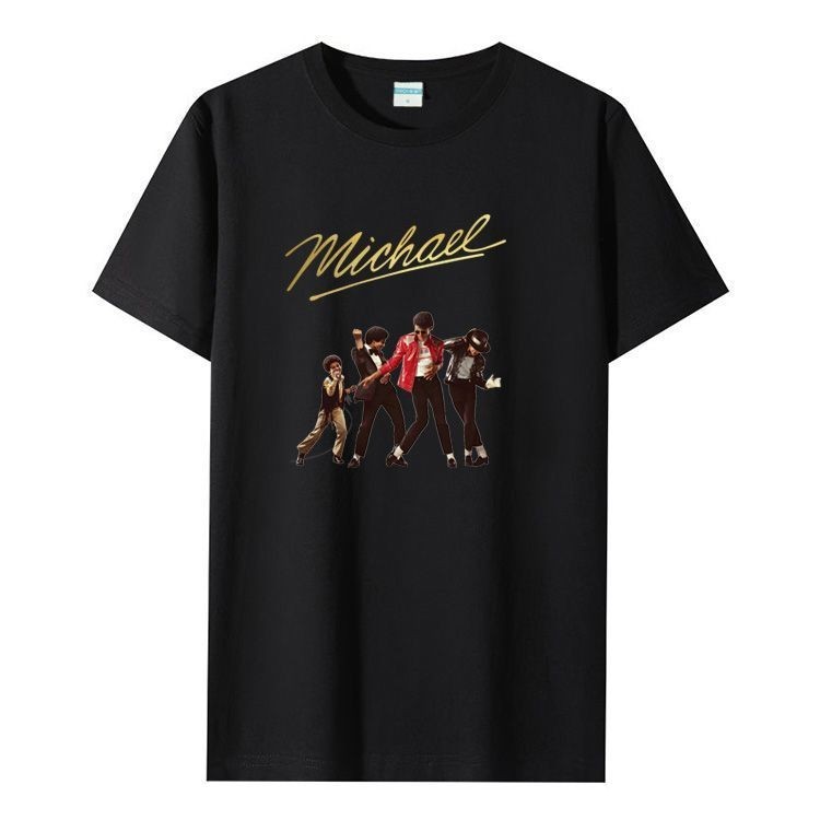 Michael Jackson Michael Jackson Superstar Road Áo thun ngắn tay nam nữ hỗ trợ quần áo Cotton