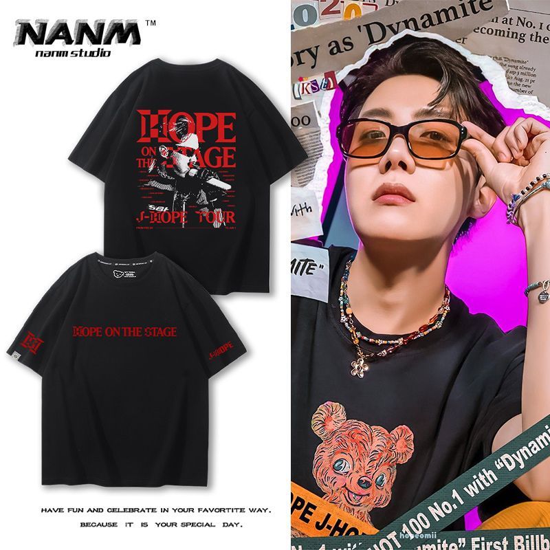 JHOPE Jung Hoseok 2025HopeOnTheStation Concert Quần áo ngoại vi Cotton nguyên chất Áo thun ngắn tay 
