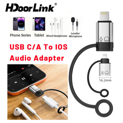 HdoorLink USB C Sang IOS Bộ Chuyển Đổi Âm Thanh IOS Nam Sang Loại C / USB A Nữ Đầu NốiOTG Cho Tai Nghe Bàn Phím Chuột