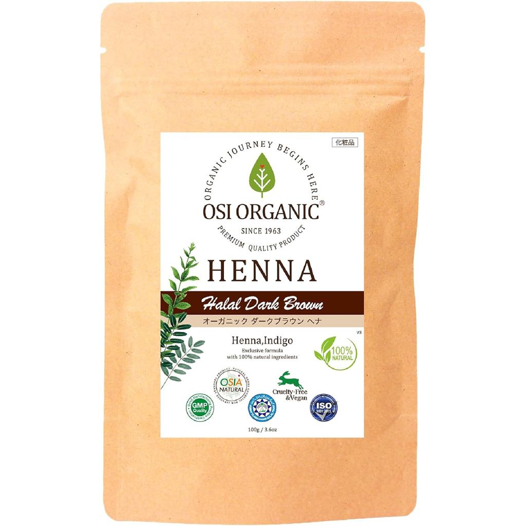 【direct from japan】OSI ORGANIC Halal Henna - Organic Dark Brown 3.6oz for Natural Hair Dye