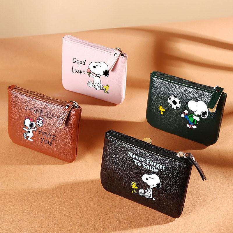 Hoạt Hình Snoopy Ví Đựng Tiền Xu Nam Nữ Ví Đựng Tiền Xu Họa Tiết Vải Giả Dây Kéo Túi Đựng Tiền Xu PU