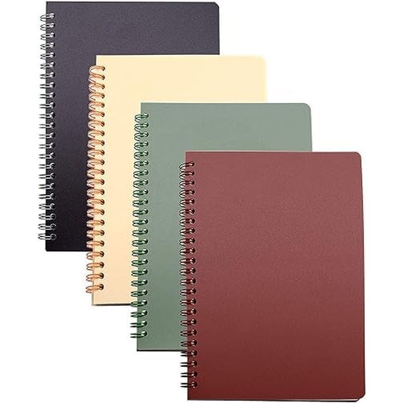 Spiral Notebook, 4 Pcs 8.3 Inch x 5.9 Inch A5 Thick Plastic Hardcover 8mm Ruled 4 Color 80 Sheets -1