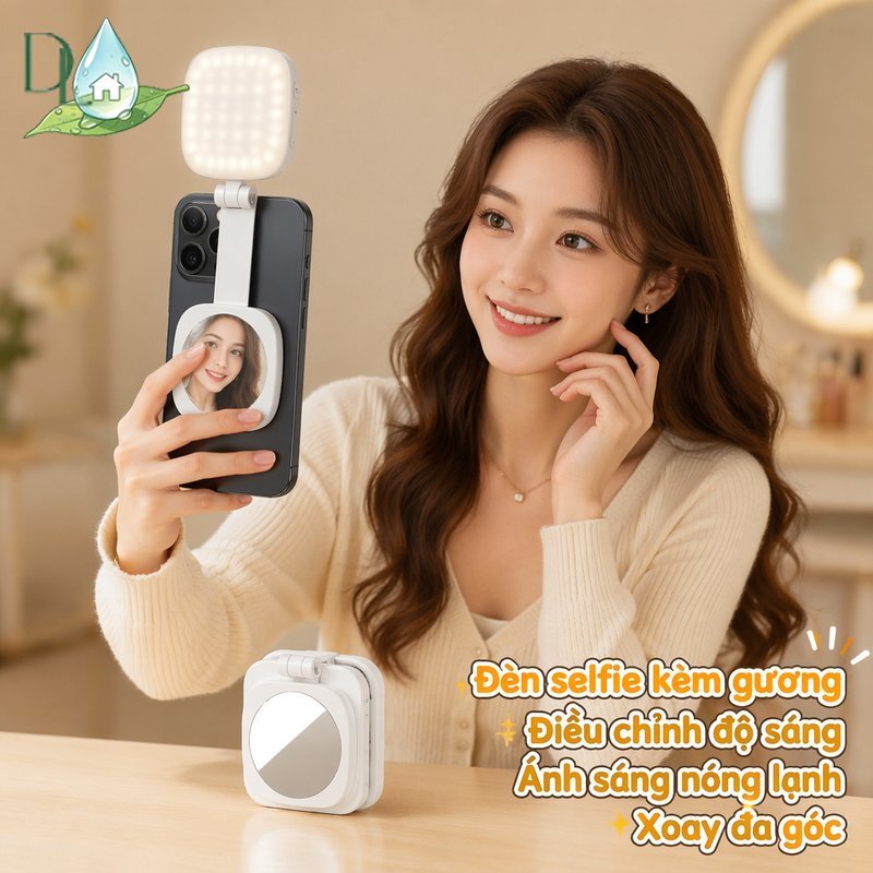 Từ tính Selfie Light Mirror LED Fill Light Độ sáng có thể điều chỉnh MagSafe Phone Vlogging