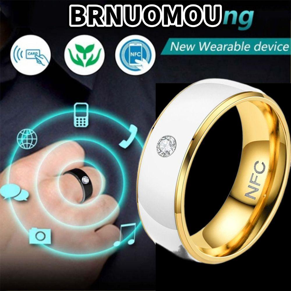 Nhẫn thông minh BRNUMOU NFC, Nhẫn kỹ thuật số đeo ngón tay ma thuật đa chức năng, Thép không gỉ sáng