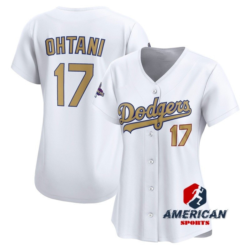 Áo bóng chày trắng nữ Los Angeles Dodgers
