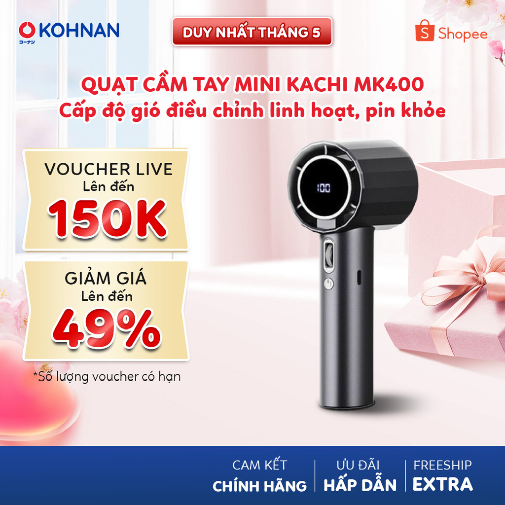 Quạt cầm tay mini KACHI MK400 nhiều cấp độ gió điều chỉnh linh hoạt, pin khỏe từ 3H - 12H