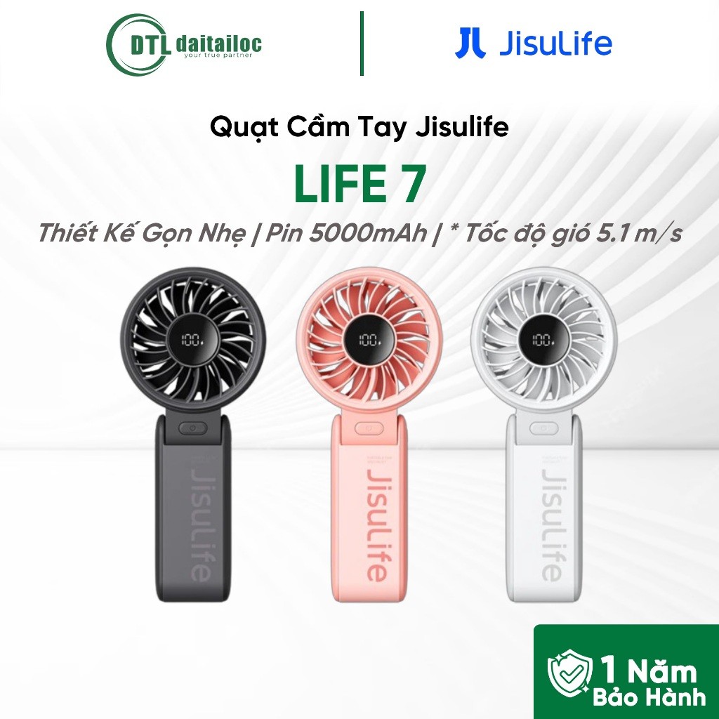 Quạt Cầm Tay Jisulife Life 7 5000mAh | Chính hãng | Bảo hành 12 tháng
