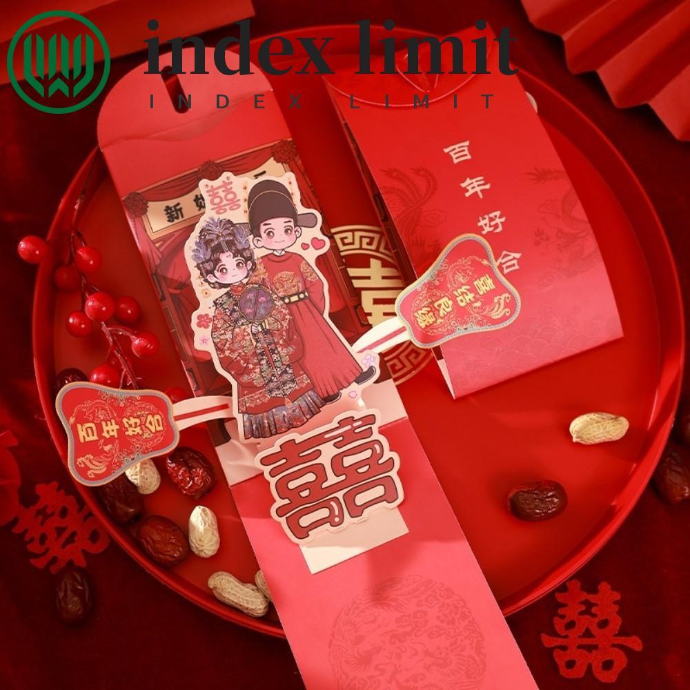 INDEX GIỚI HẠN Phong bì màu đỏ sáng tạo 3D, Lời chúc phúc Lễ hội mùa xuân Túi tiền 3D, Túi may mắn m