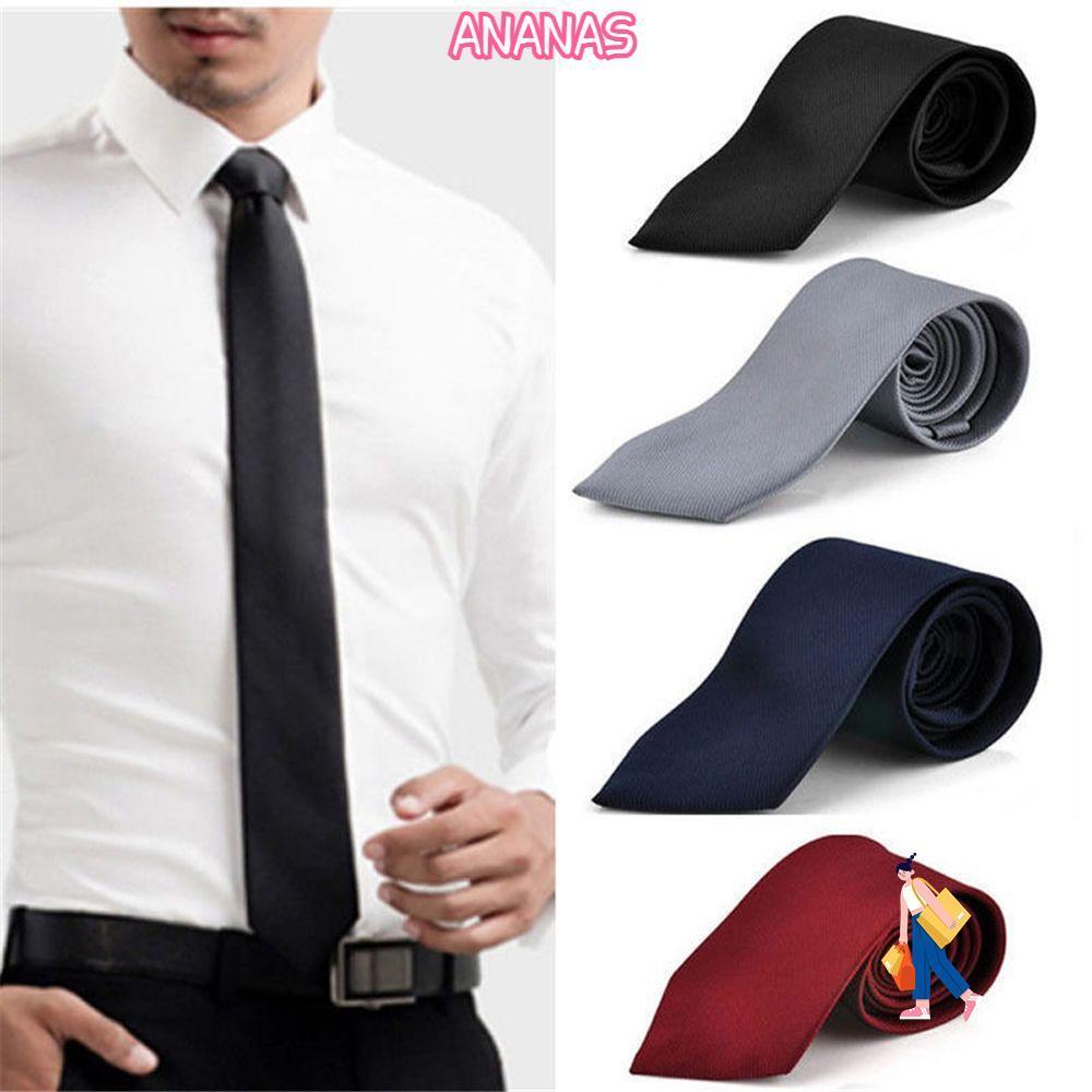 ANANAS Tie Slim Neck Skinny Plain Silk