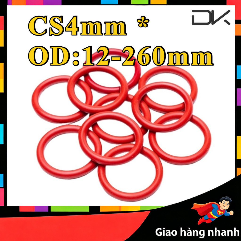 Vòng Đệm Cao Su Hình Chữ O Màu Đỏ CS4mm * OD12-260mm [NBL]