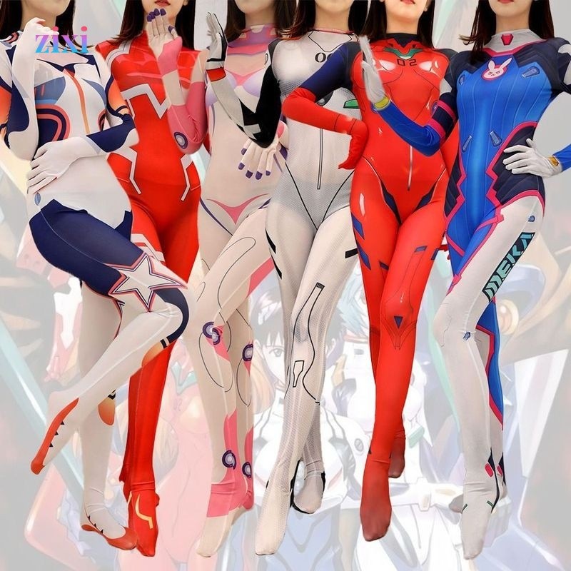Bộ đồ liền thân Halloween DVA Da Ji Overwatch Asuka Kiana Cosplay Evangelion Trang phục