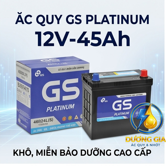 [Chính Hãng] Ắc Quy GS MF 46B24LS (12V-45Ah) - Cọc To - Cho Xe Vios, Innova, Civic, CRV, City