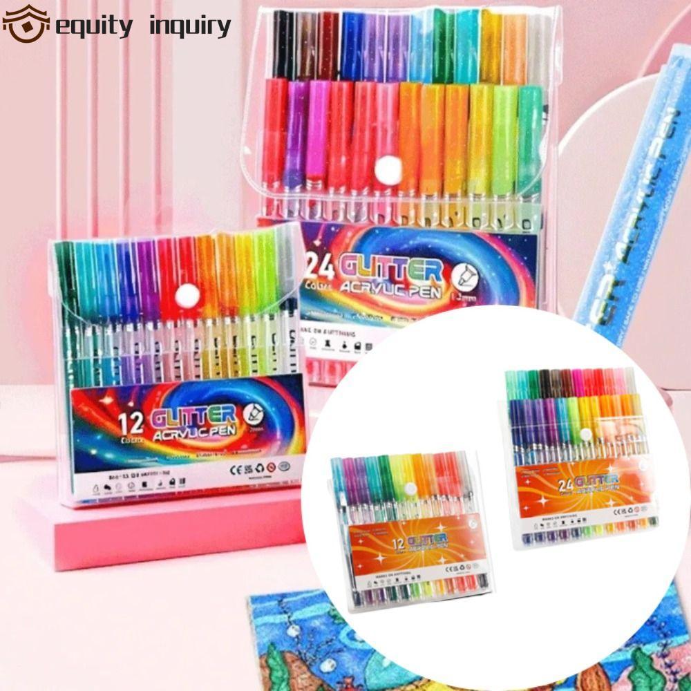 Bộ bút Acrylic YÊU THÍCH YÊU THÍCH YÊU THÍCH, Bút lấp lánh 24 màu 12 màu, Bộ dễ dàng làm sạch Bút đá