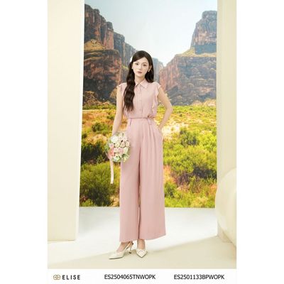 Quần suông hồng cạp liền xếp ly thiết kế Elise ES2501133BPWOPK